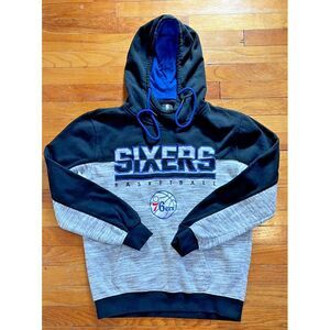 Philadelphia 76ers NBA Hoodie Mens Small Grey Blue Sixers Basketball Sweatshirt